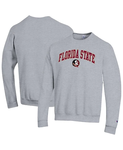 Champion Men's Champion Heather Gray Florida State Seminoles Arch Over Logo Pullover Sweatshirt
