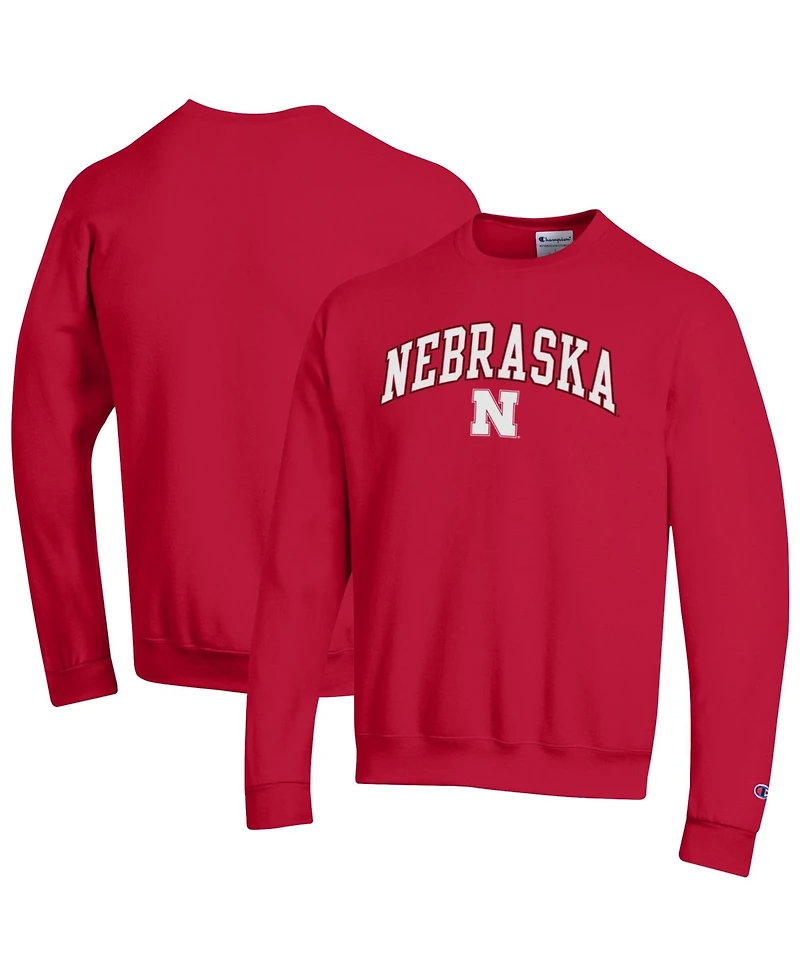 Champion Men's Champion Scarlet Nebraska Huskers Arch Over Logo Pullover Sweatshirt