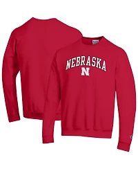 Champion Men's Champion Scarlet Nebraska Huskers Arch Over Logo Pullover Sweatshirt