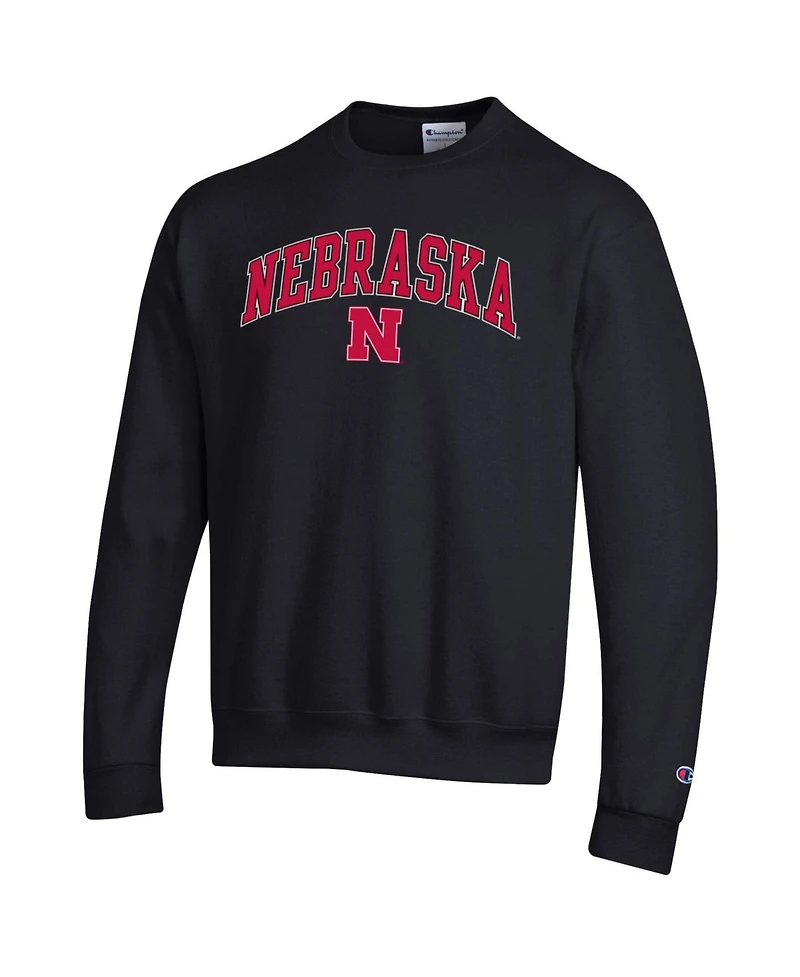 Champion Men's Champion Black Nebraska Huskers Arch Over Logo Pullover Sweatshirt