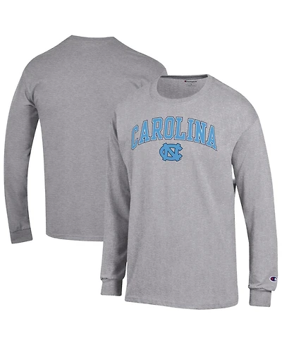 Champion Men's Champion Heather Gray North Carolina Tar Heels Arch Over Logo Long sleeves T-Shirt
