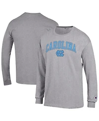 Champion Men's Champion Heather Gray North Carolina Tar Heels Arch Over Logo Long sleeves T-Shirt