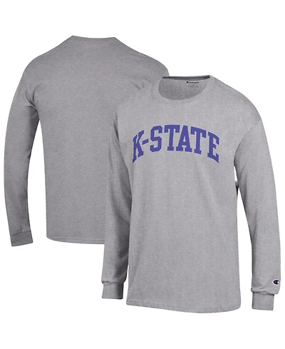 Champion Men's Heather Gray Kansas State Wildcats Basic Arch Long sleeves T-Shirt