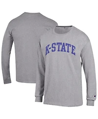 Champion Men's Heather Gray Kansas State Wildcats Basic Arch Long sleeves T-Shirt