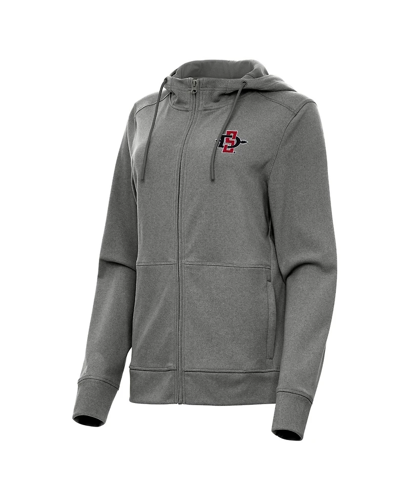 Antigua Women's Heather Black San Diego State Aztecs Seeker Full-Zip Hoodie