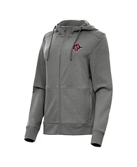 Antigua Women's Heather Black San Diego State Aztecs Seeker Full-Zip Hoodie