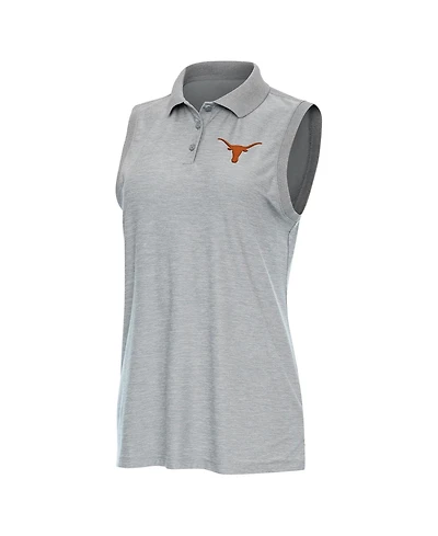 Antigua Women's Heather Gray Texas Longhorns Recap Sleeveless Polo Shirt