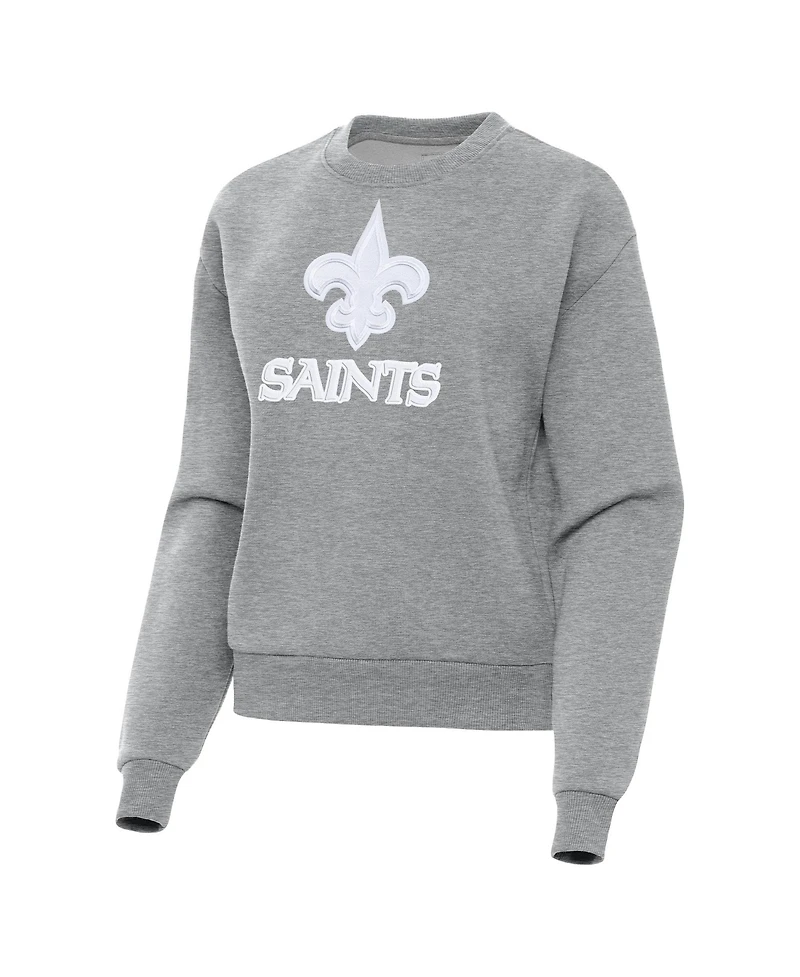 Antigua Women's New Orleans Saints Victory Dropped-Shoulder Embroidered Pullover Sweatshirt