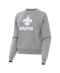 Antigua Women's New Orleans Saints Victory Dropped-Shoulder Embroidered Pullover Sweatshirt