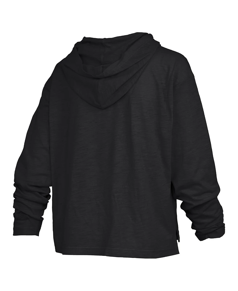 Pressbox Women's Black Army Knights Castillo Slub Waist Length Long sleeves Hooded T-Shirt