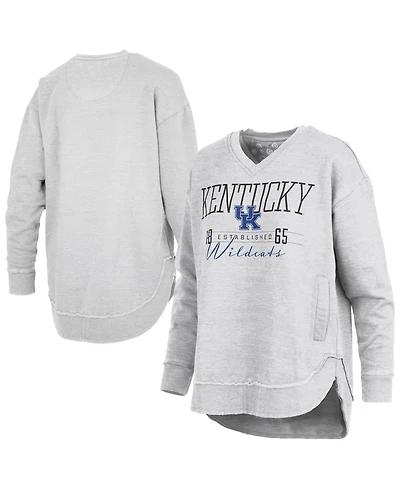 Pressbox Women's Heather Gray Kentucky Wildcats Marcus East Hall Poncho V-Neck Sweatshirt
