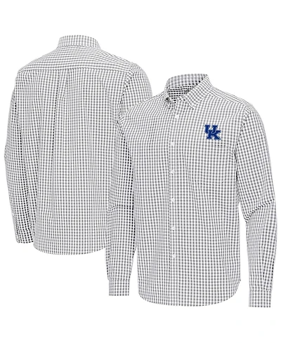 Antigua Men's Gray Kentucky Wildcats Ellis Woven Tri-Blend Long sleeves Button-Down Shirt