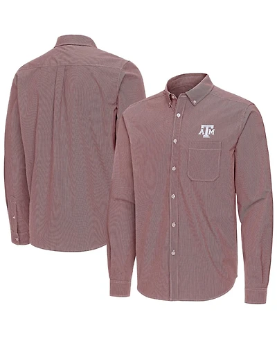 Antigua Men's Maroon Texas A&M Aggies Porter Woven Tri-Blend Long sleeves Button-Down Shirt