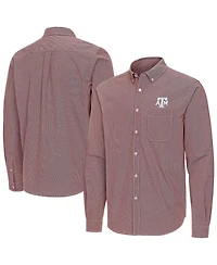 Antigua Men's Maroon Texas A&M Aggies Porter Woven Tri-Blend Long sleeves Button-Down Shirt