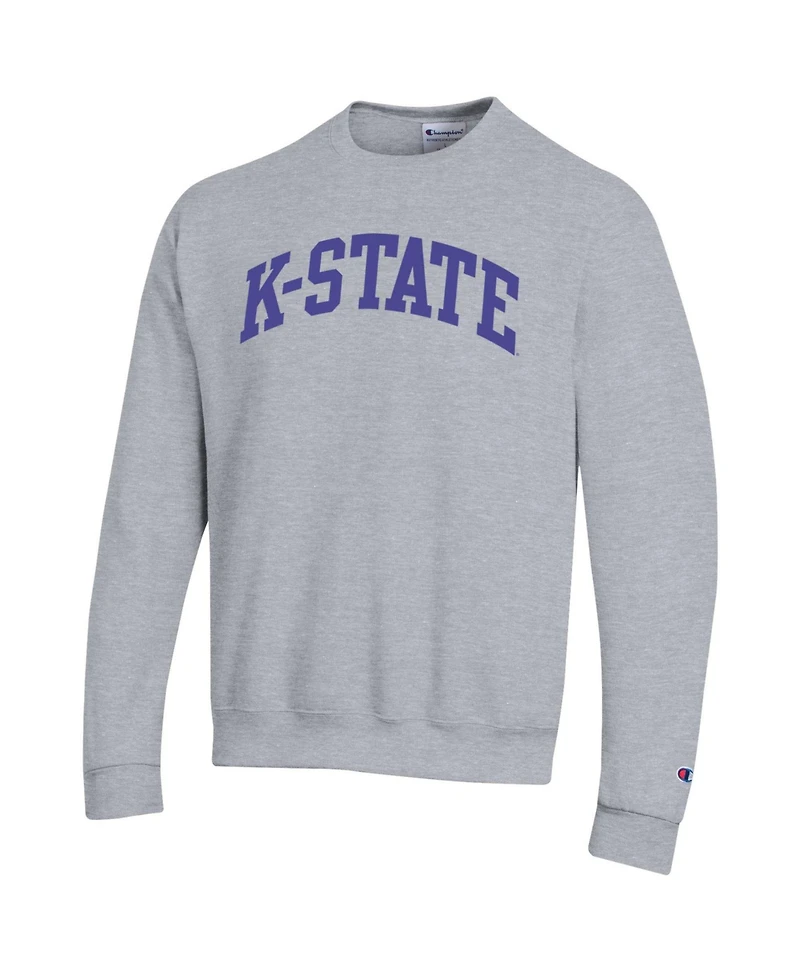Champion Men's Heather Gray Kansas State Wildcats Basic Arch Fleece Pullover Sweatshirt