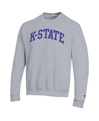 Champion Men's Heather Gray Kansas State Wildcats Basic Arch Fleece Pullover Sweatshirt