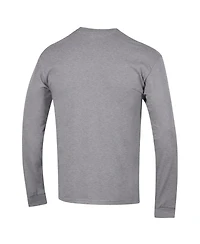 Champion Men's Heather Gray Navy Midshipmen Arch Over Logo 2-Hit Long sleeves T-Shirt
