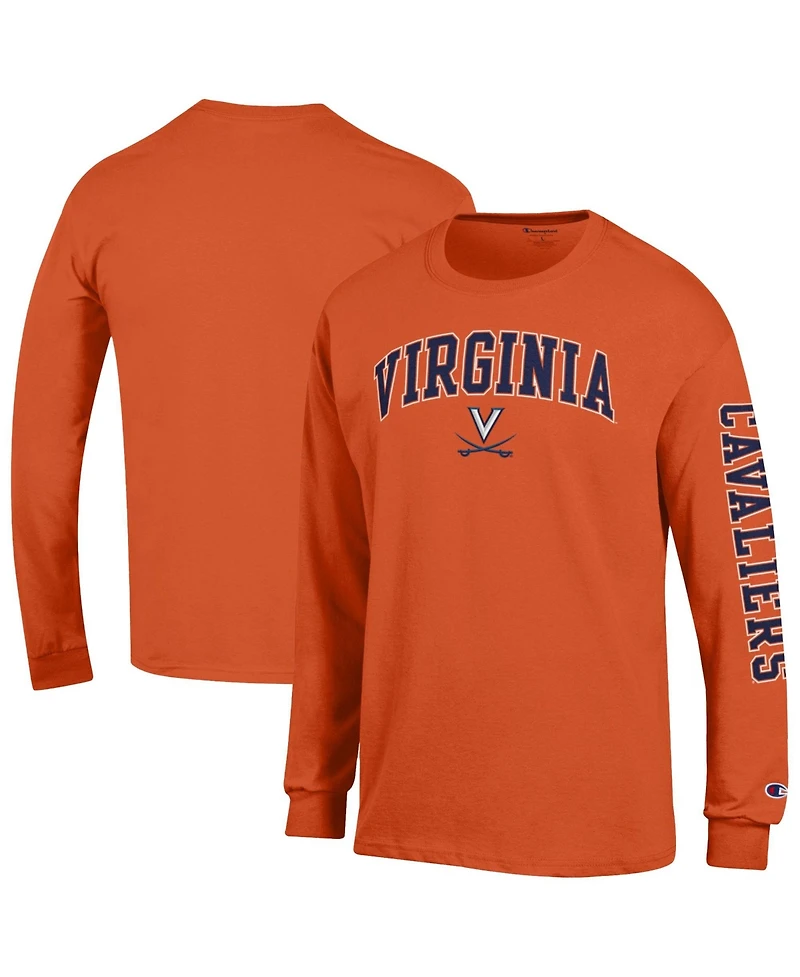 Champion Men's Orange Virginia Cavaliers Arch Over Logo 2-Hit Long sleeves T-Shirt