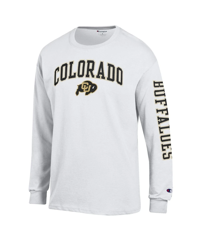 Champion Men's White Colorado Buffaloes Arch Over Logo Long sleeves T-Shirt