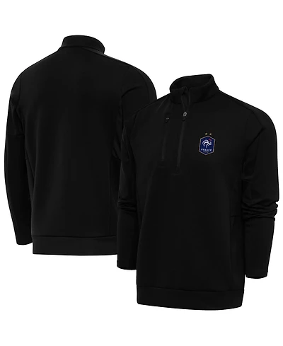 Antigua Men's Black France National Team Genesis Quarter-Zip Pullover Sweatshirt