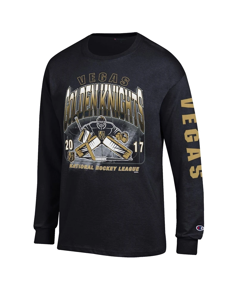 Champion Men's Black Vegas Golden Knights Long sleeves Jersey T-Shirt