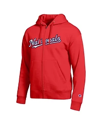 Champion Men's Washington Nationals Red All-Star Wordmark Full-Zip Hoodie