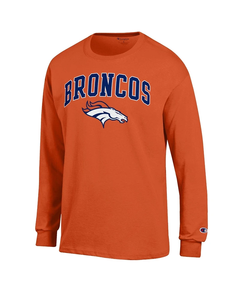 Champion Men's Orange Denver Broncos Arch Over Logo Long sleeves T-Shirt