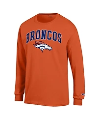 Champion Men's Orange Denver Broncos Arch Over Logo Long sleeves T-Shirt