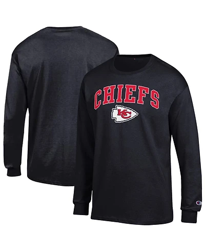 Champion Men's Black Kansas City Chiefs Arch Over Logo Long sleeves T-Shirt