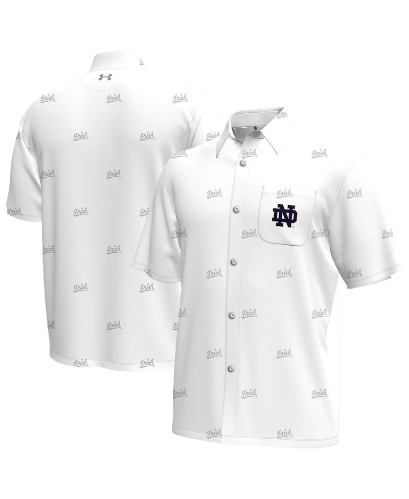 Under Armour Men's White Notre Dame Fighting Irish Gameday Armourfuse Button-Up Shirt