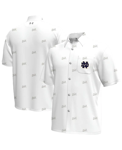Under Armour Men's White Notre Dame Fighting Irish Gameday Armourfuse Button-Up Shirt
