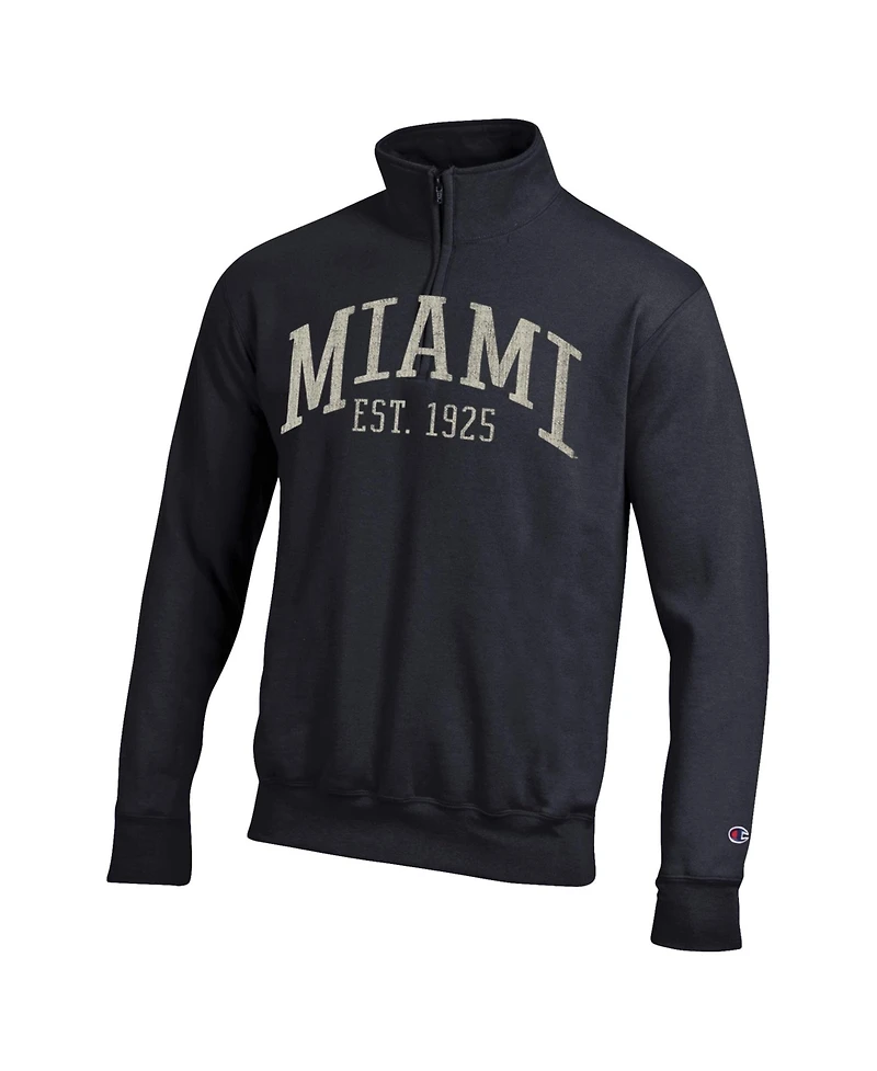 Champion Men's Black Miami Hurricanes Powerblend Quarter-Zip Pullover Sweatshirt