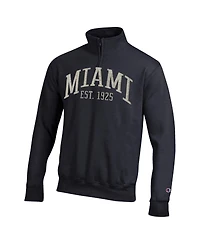 Champion Men's Black Miami Hurricanes Powerblend Quarter-Zip Pullover Sweatshirt