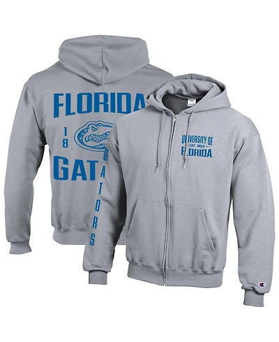 Champion Men's Heather Gray Florida Gators Varsity Power Blend Full-Zip Fleece Hoodie
