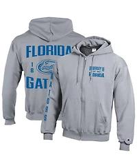 Champion Men's Heather Gray Florida Gators Varsity Power Blend Full-Zip Fleece Hoodie