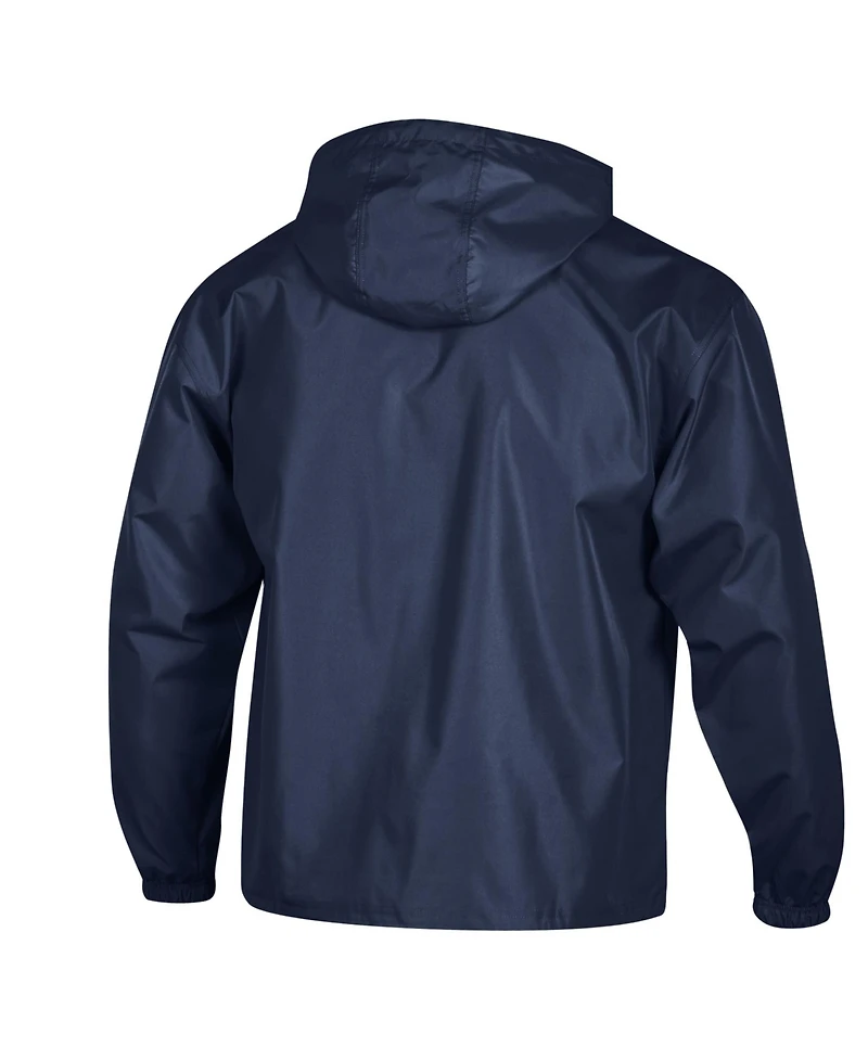 Champion Men's Navy Auburn Tigers Packable Hooded Windbreaker Half-Zip Jacket