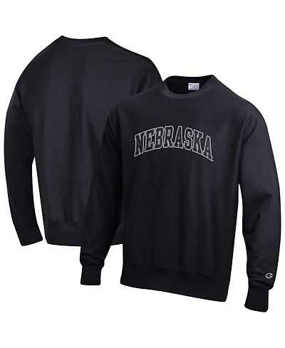 Champion Men's Black Nebraska Huskers Reverse Weave Crewneck Sweatshirt