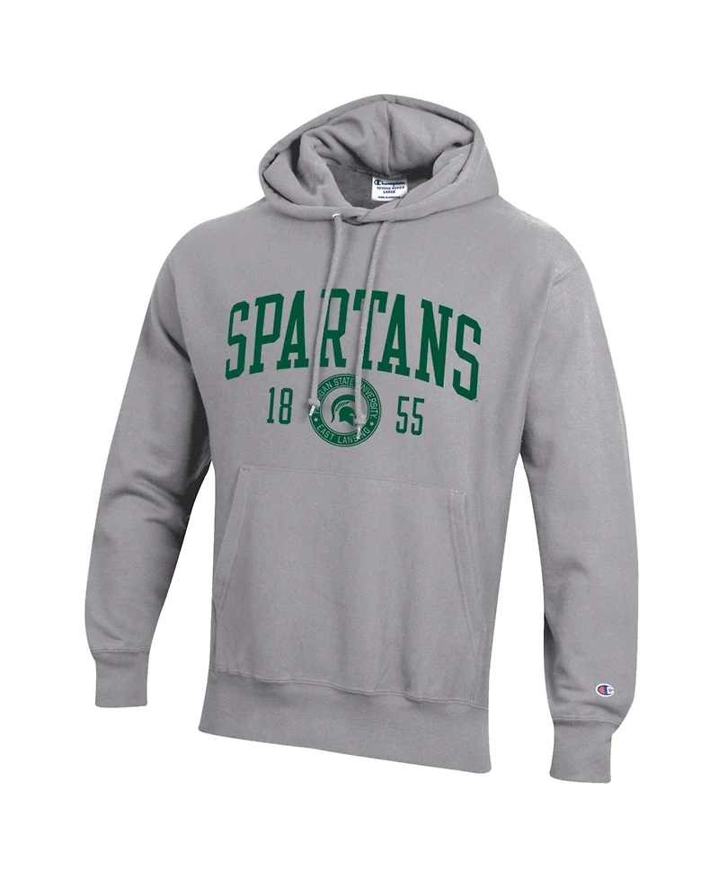 Champion Men's Heather Gray Michigan State Spartans Established Reverse Weave Hoodie