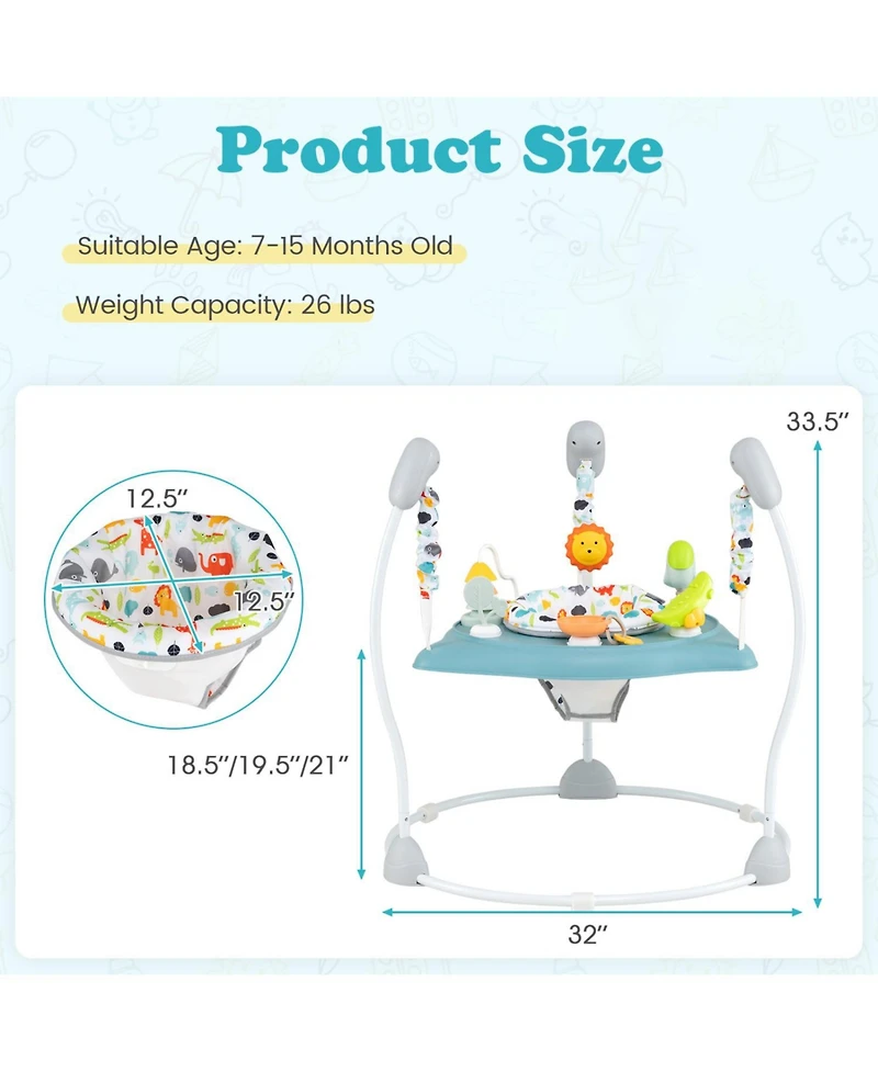 Slickblue Baby Jumper Activity Center with 360° Rotating Seat and Interactive Toys