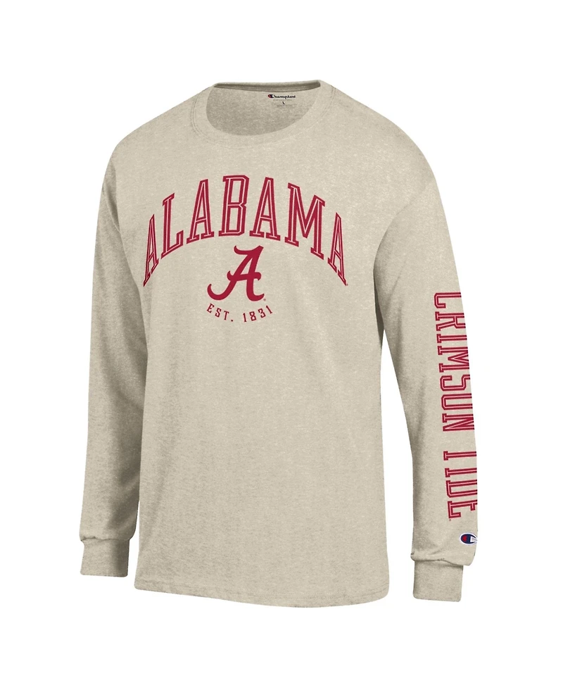 Champion Men's Heather Oatmeal Alabama Crimson Tide Neutral Arch Long-Sleeve T-Shirt