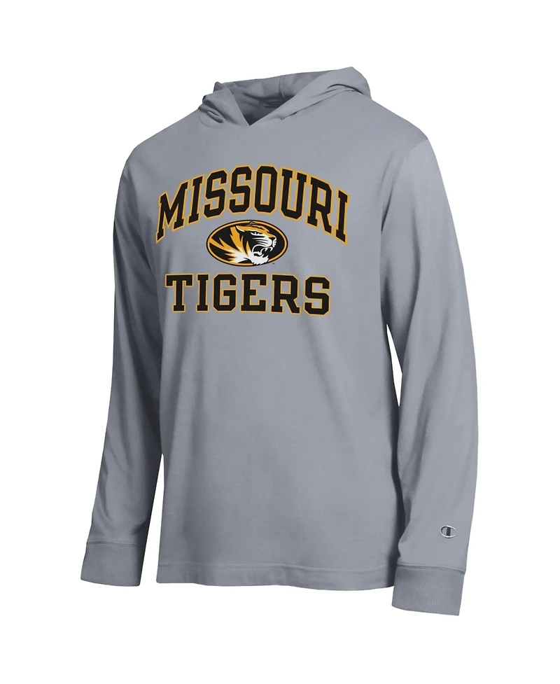 Champion Men's Heather Gray Missouri Tigers High Motor All-Star Long sleeves Hooded T-Shirt