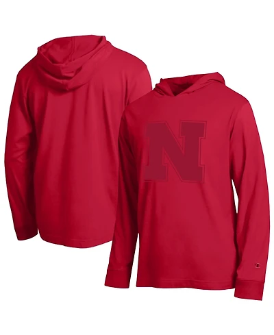 Champion Men's Scarlet Nebraska Huskers Tonal All-Star Long sleeves Hooded T-Shirt