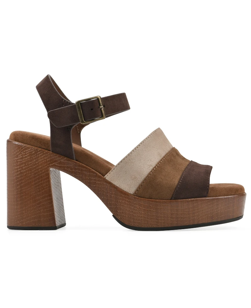 White Mountain Women's Barrette Platform Block Heel Dress Sandals