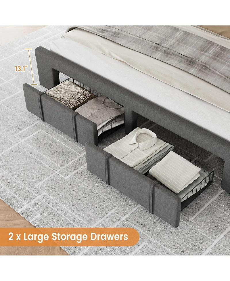 gaomon Full Size Bed Frame with 2 Storage Drawers