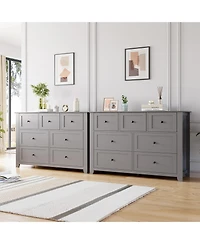 homfan 2 Set of 7 Drawers Dresser for Bedroom, 54" Modern Grey 7 Chest of Drawer Dresser, Storage Organizer with Drawers for Living Room, Hallway