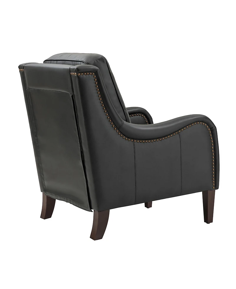 Hulala Home Traditional Pascual 27.56" Wide Genuine Leather Arm Chair with Rubber Wood Legs