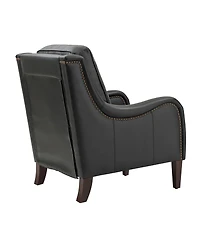 Hulala Home Traditional Pascual 27.56" Wide Genuine Leather Arm Chair with Rubber Wood Legs