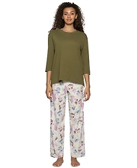 Hue Women's Shroom Bloom Cotton-Blend Relaxed-Fit Mushroom-Print Pajama Pants