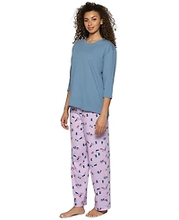 Hue Women's Cotton Candied 3/4-Sleeve Boxy Pajama Tee
