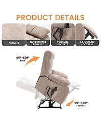 Clihome Lift Recliner Chair Heat Massage Dual Motor Infinite Position Up to 350 Lbs Large Electric Power